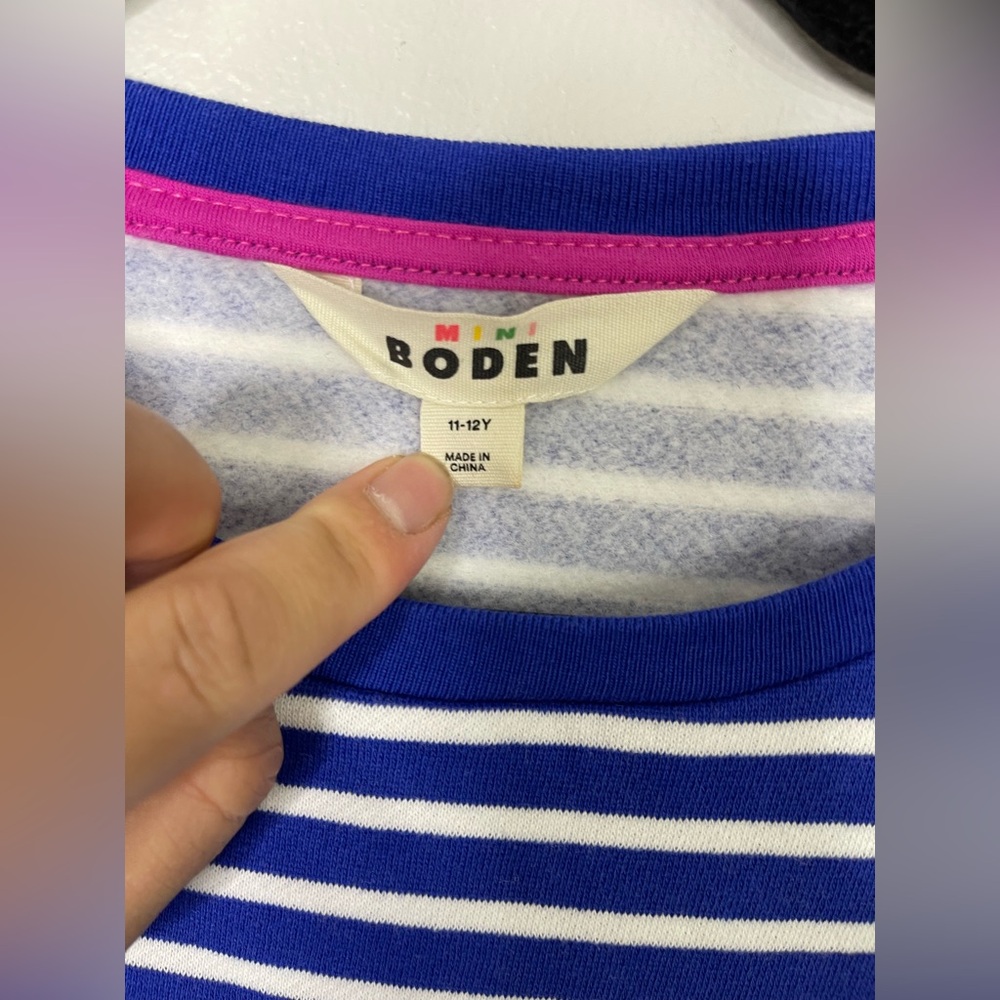 Mini Boden NWOT Appliqué Pocket Tunic Dress Fleece Teddy Bear 11-12 - Picture 4 of 6